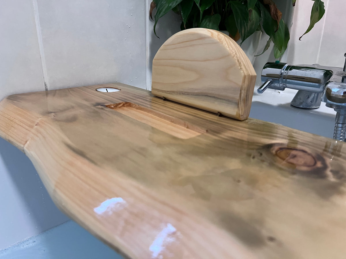80cm Hand-made rustic wood bath shelf, bath caddy tray