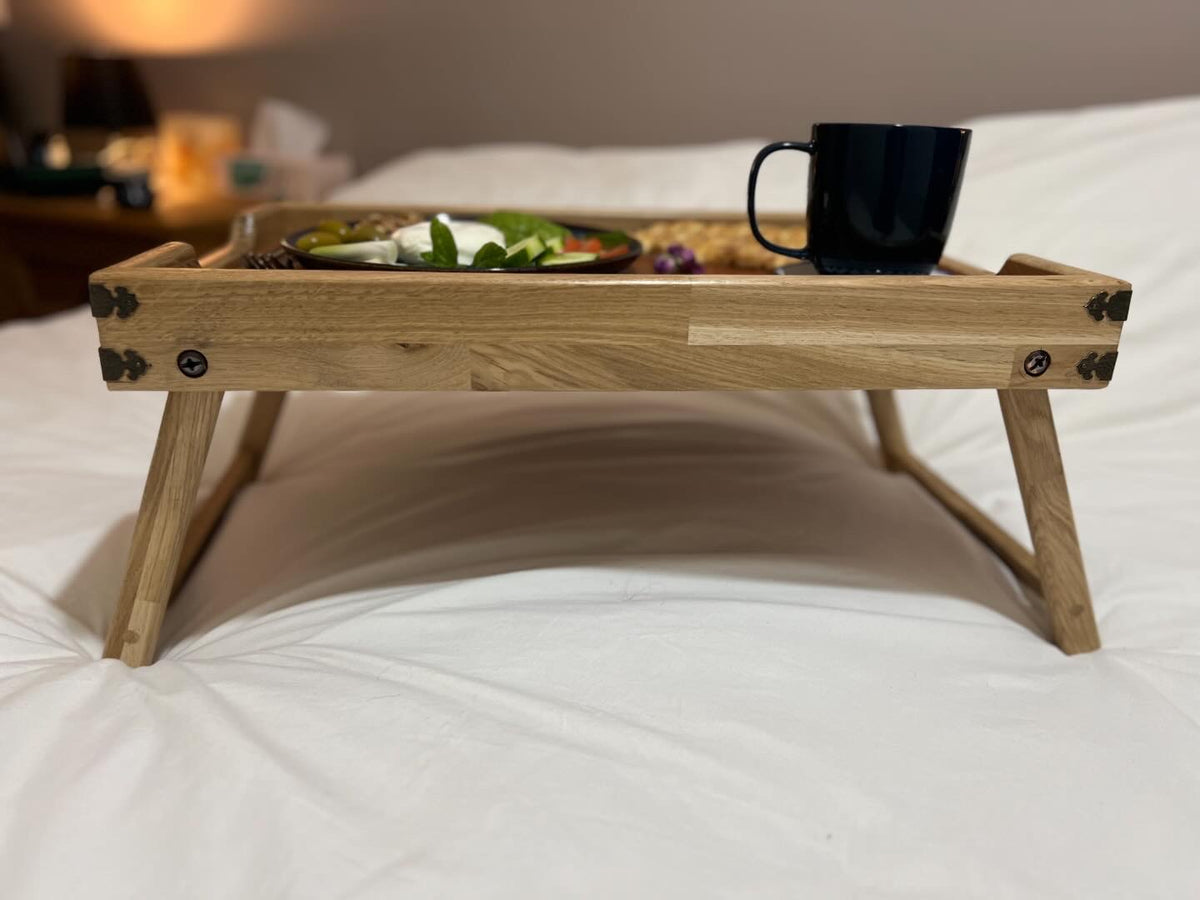 Hand-made Oak wood Foldable Breakfast/Bed tray