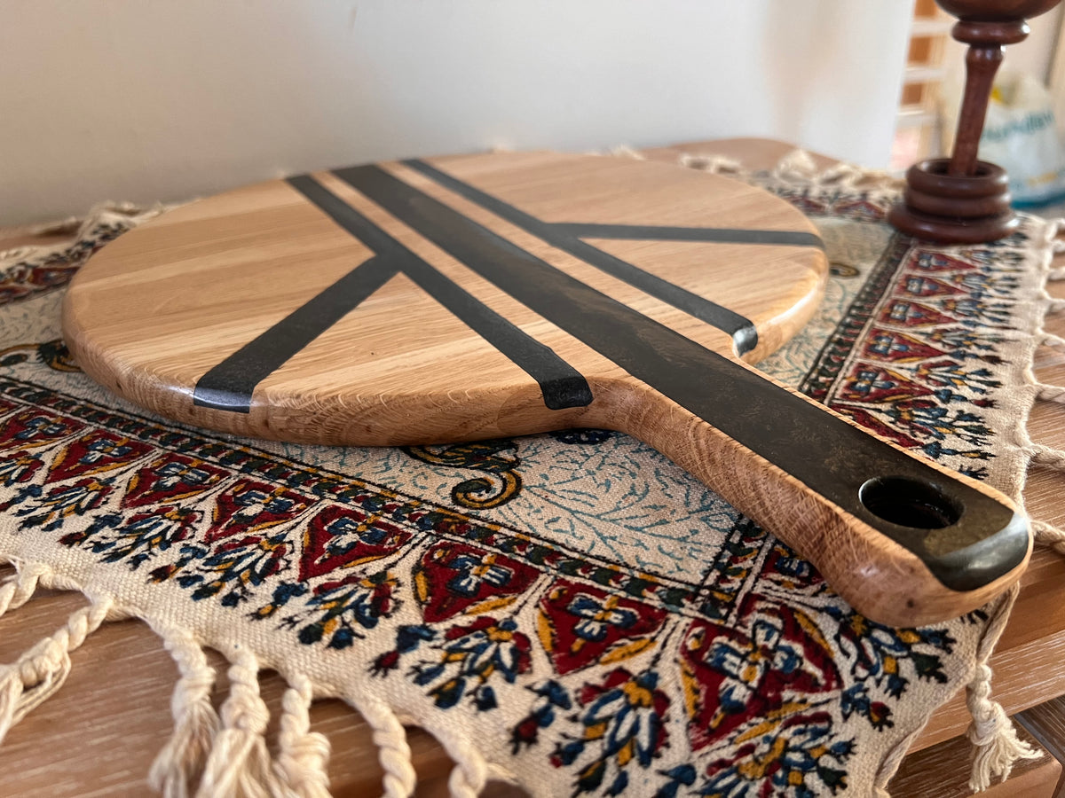 Handcrafted Oak & Resin Serving Tray | Cheese Board and Pizza Paddle | Rustic Kitchen Decor