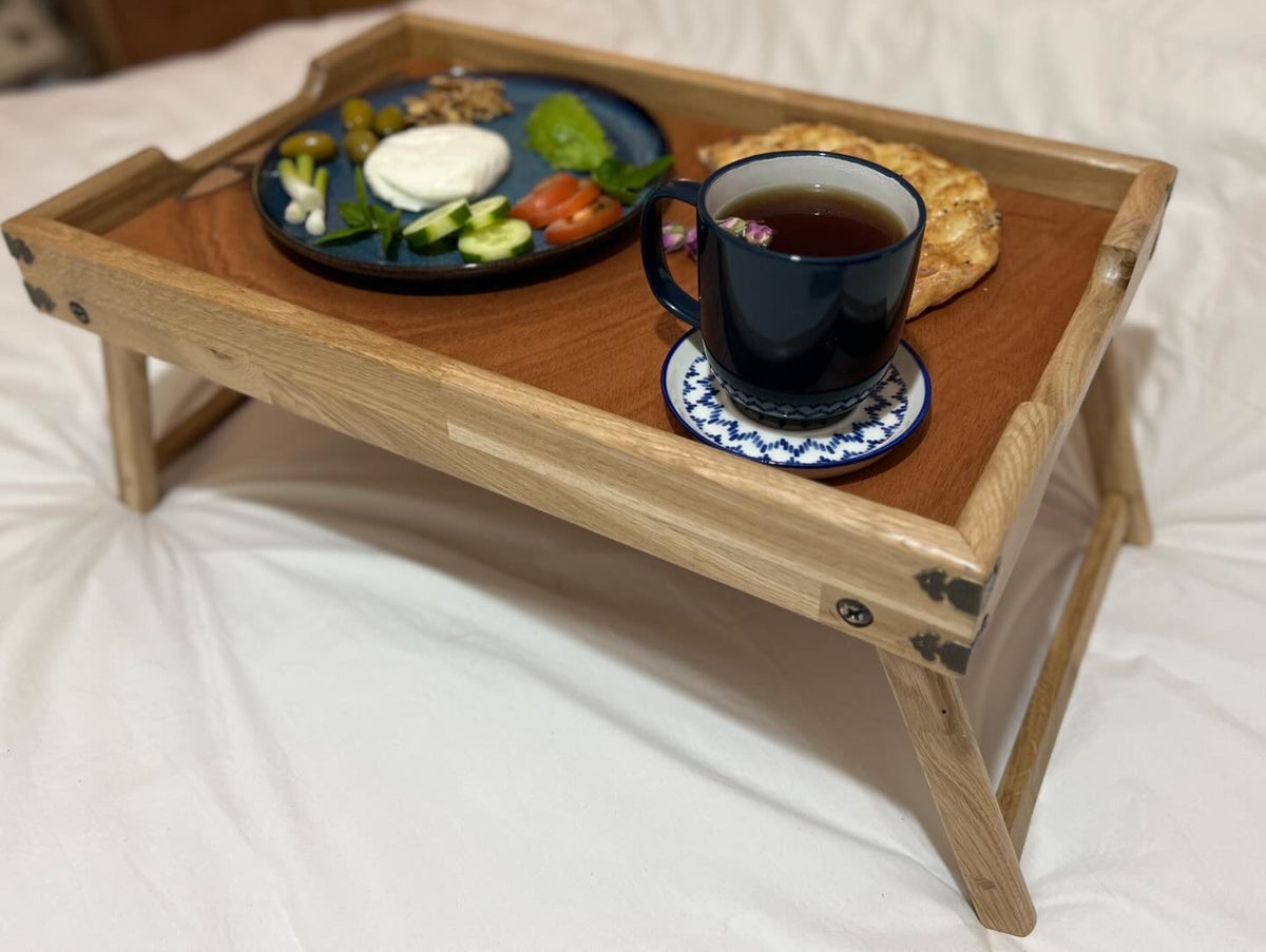 Hand-made Oak wood Foldable Breakfast/Bed tray