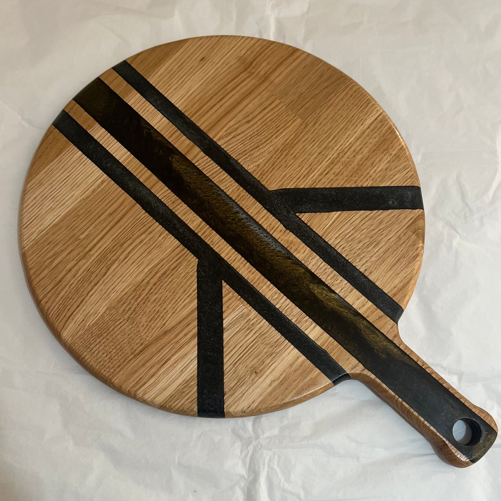 Handcrafted Oak & Resin Serving Tray | Cheese Board and Pizza Paddle | Rustic Kitchen Decor