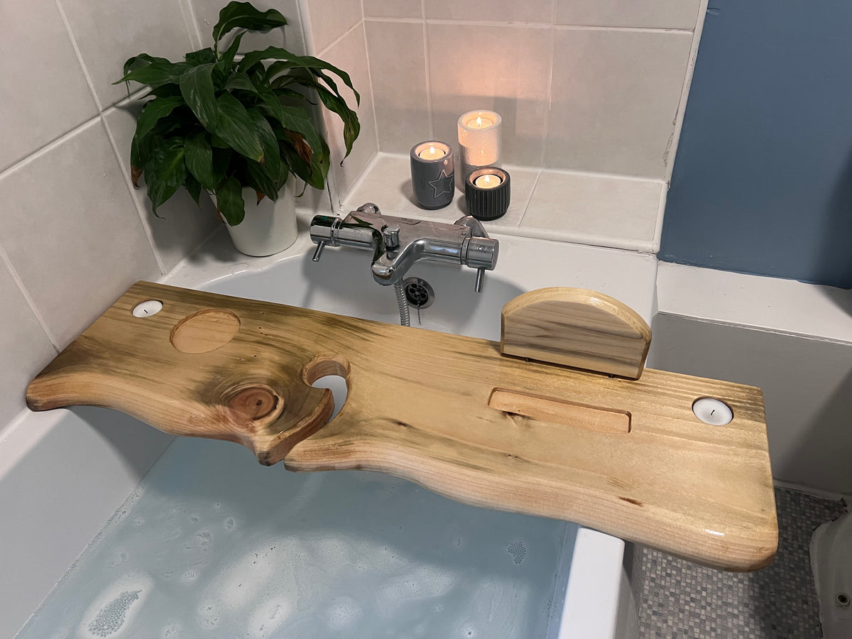 80cm Hand-made rustic wood bath shelf, bath caddy tray
