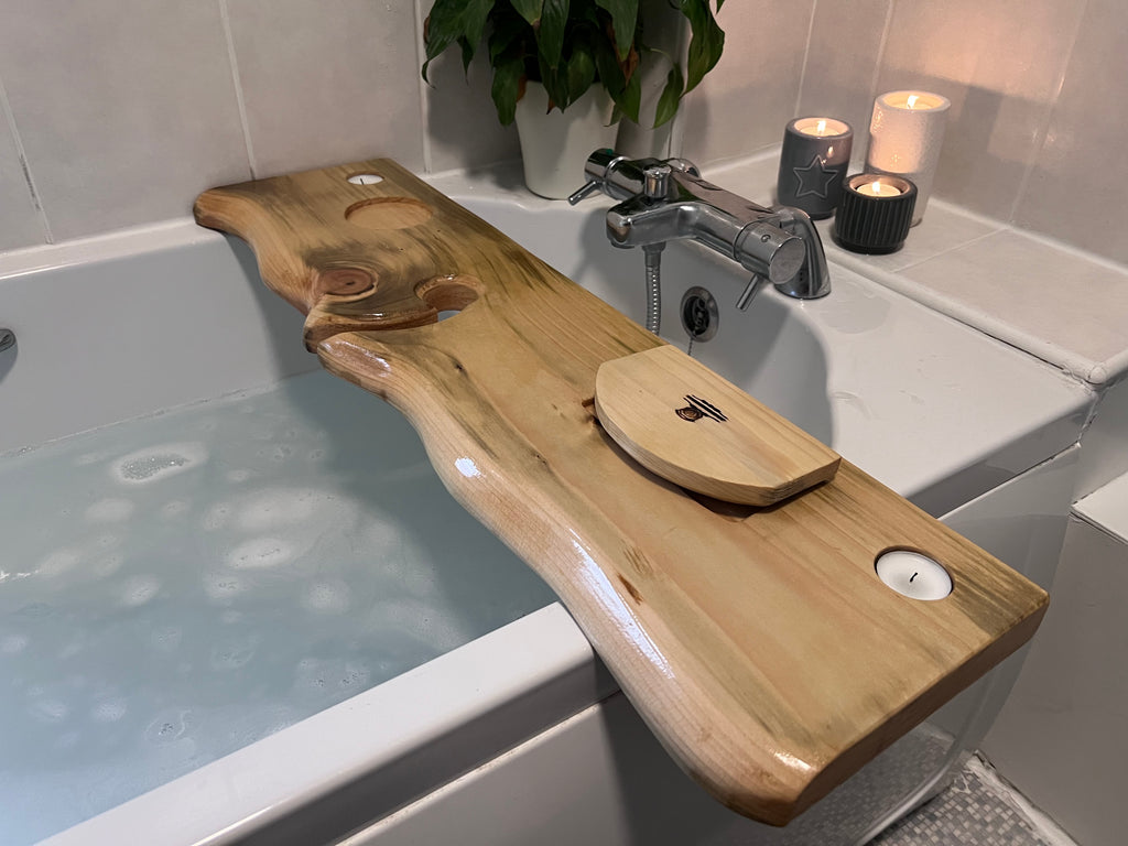 80cm Hand-made rustic wood bath shelf, bath caddy tray