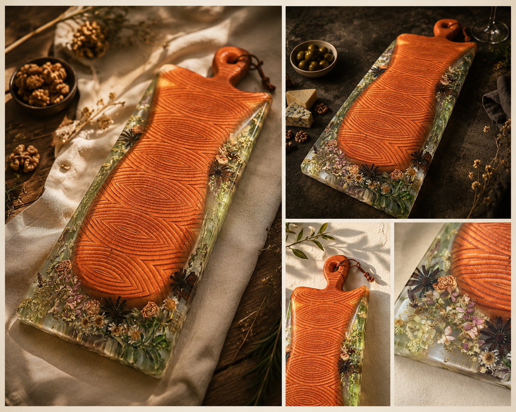 Handcrafted Wood and Resin Serving Platter/Cheeseboard/Charcuterie Boards