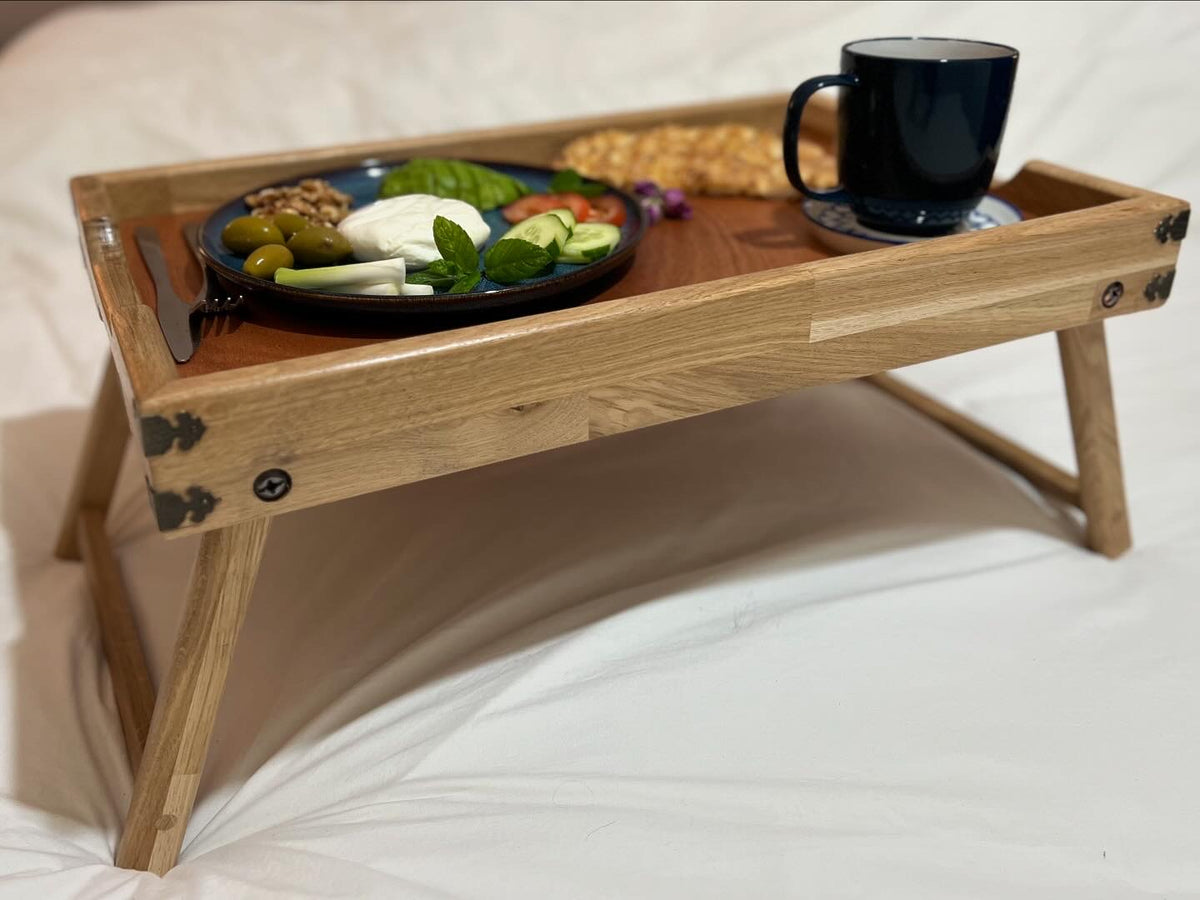 Hand-made Oak wood Foldable Breakfast/Bed tray