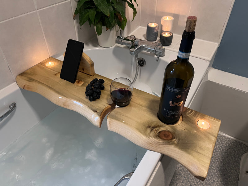 80cm Hand-made rustic wood bath shelf, bath caddy tray