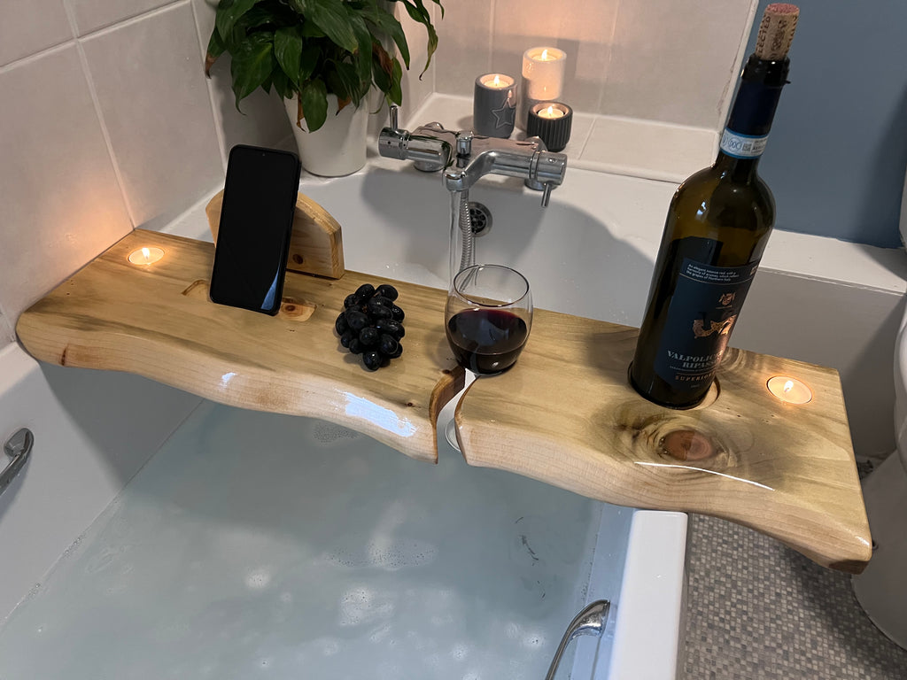 80cm Hand-made rustic wood bath shelf, bath caddy tray