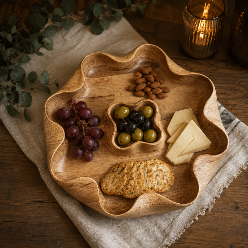 Handmade Oak Chip & Dip Serving Platter.