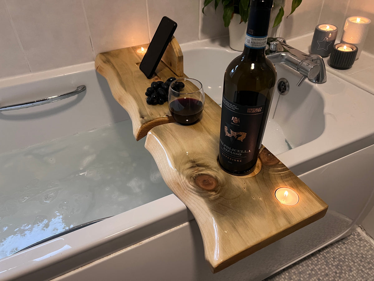80cm Hand-made rustic wood bath shelf, bath caddy tray