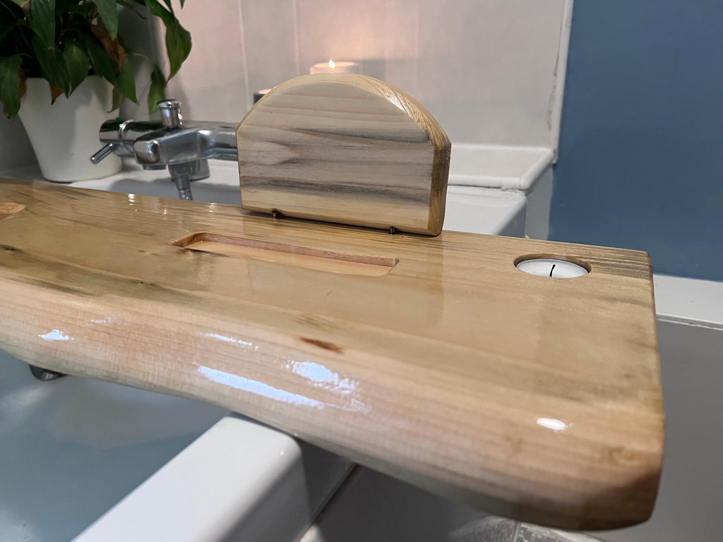 80cm Hand-made rustic wood bath shelf, bath caddy tray