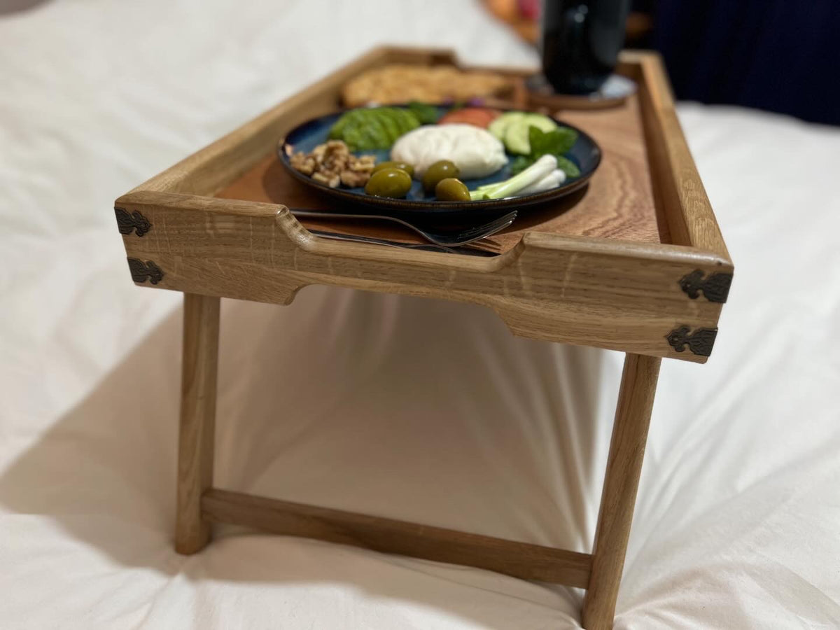 Hand-made Oak wood Foldable Breakfast/Bed tray