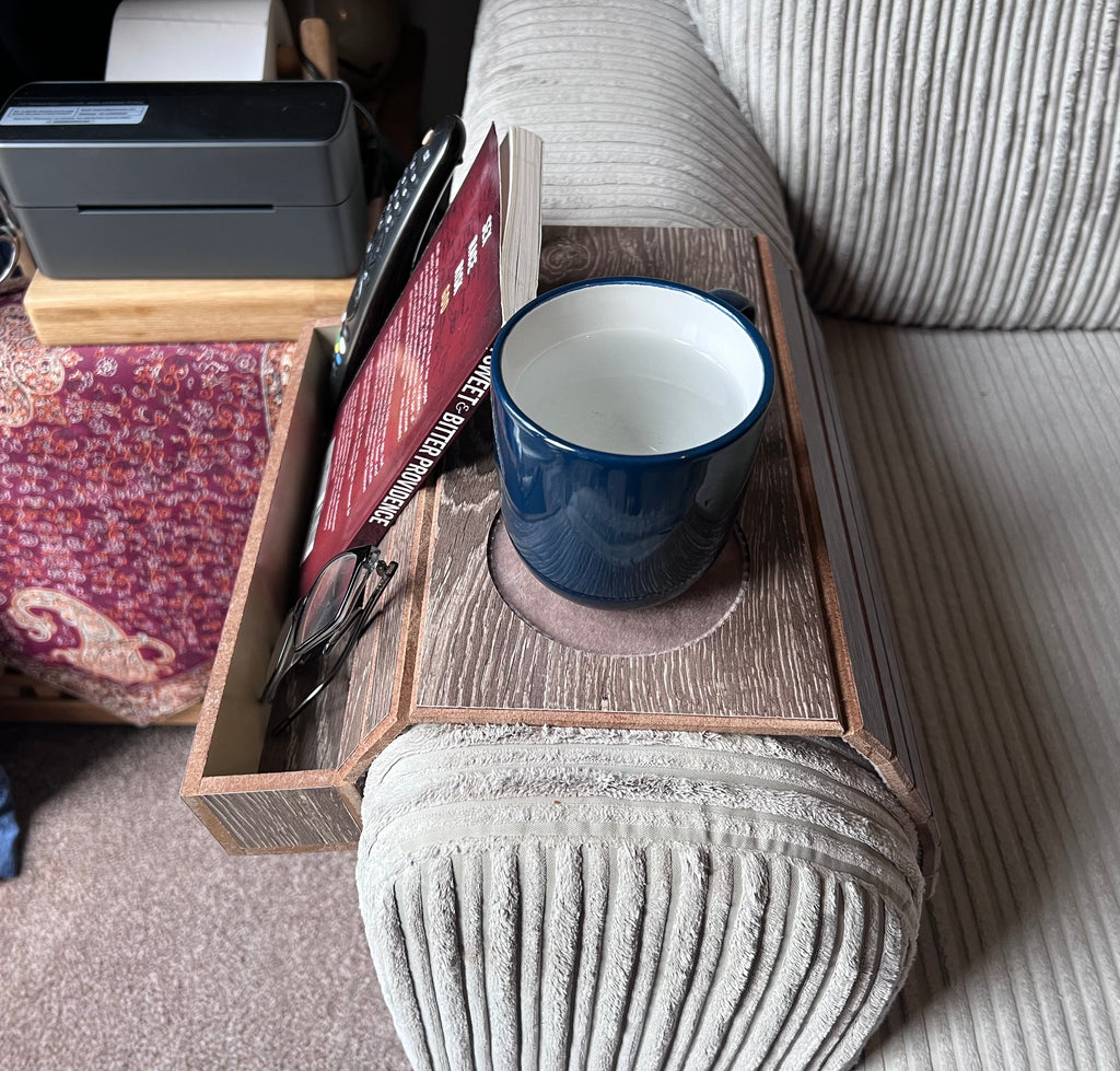 Handmade wooden laminate sofa with Arm tray - flexible, foldable & Anti-Slip