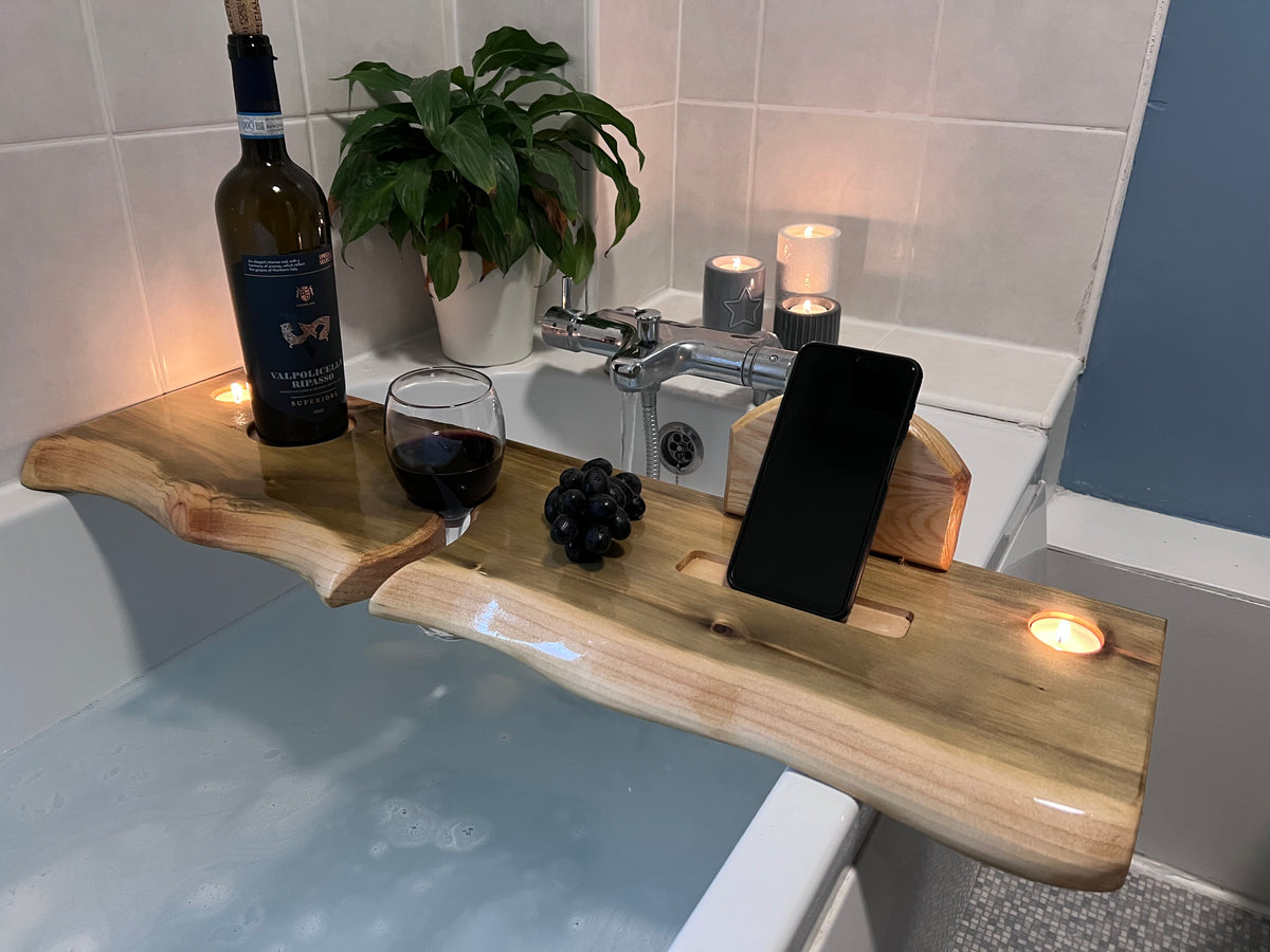 80cm Hand-made rustic wood bath shelf, bath caddy tray