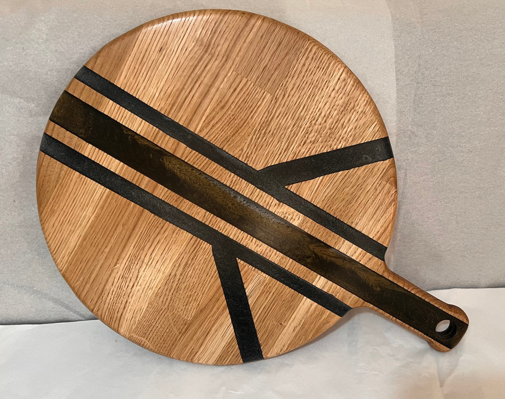Handcrafted Oak & Resin Serving Tray | Cheese Board and Pizza Paddle | Rustic Kitchen Decor