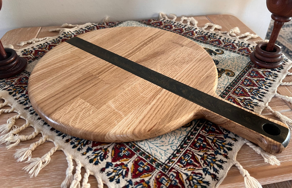 Handcrafted Oak & Resin Serving Tray | Cheese Board and Pizza Paddle | Rustic Kitchen Decor