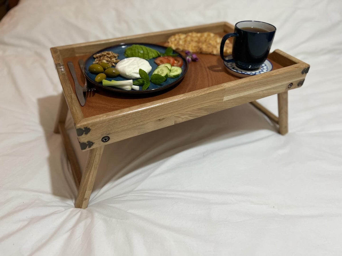 Hand-made Oak wood Foldable Breakfast/Bed tray