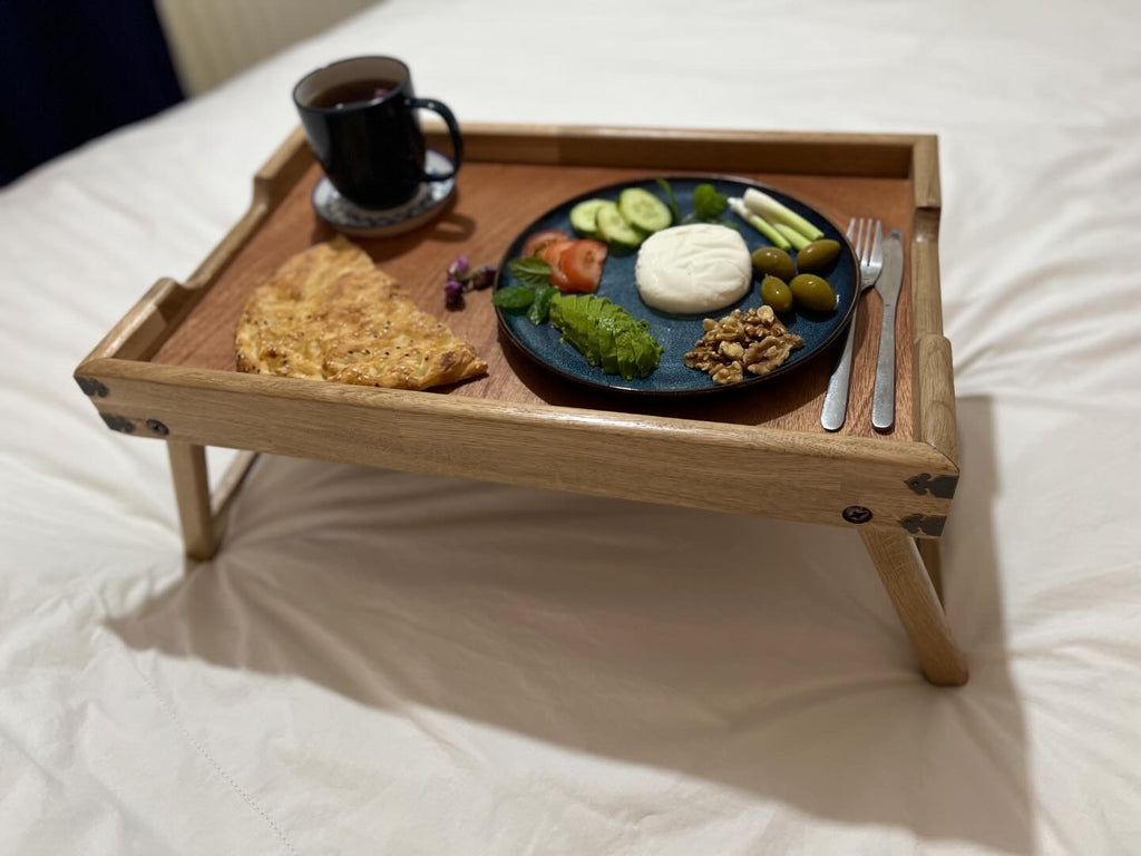 Hand-made Oak wood Foldable Breakfast/Bed tray