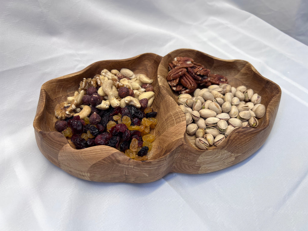 Handcrafted Oak Serving Tray – Sculpted Curves, Rustic Home Decor.
