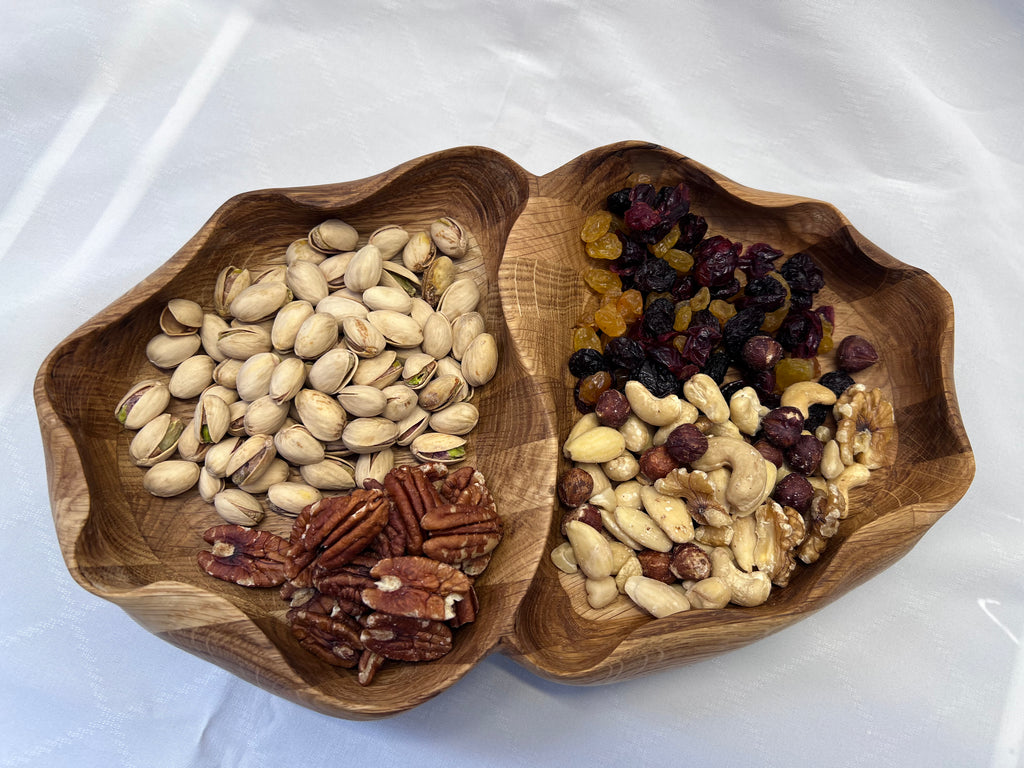 Handcrafted Oak Serving Tray – Sculpted Curves, Rustic Home Decor.